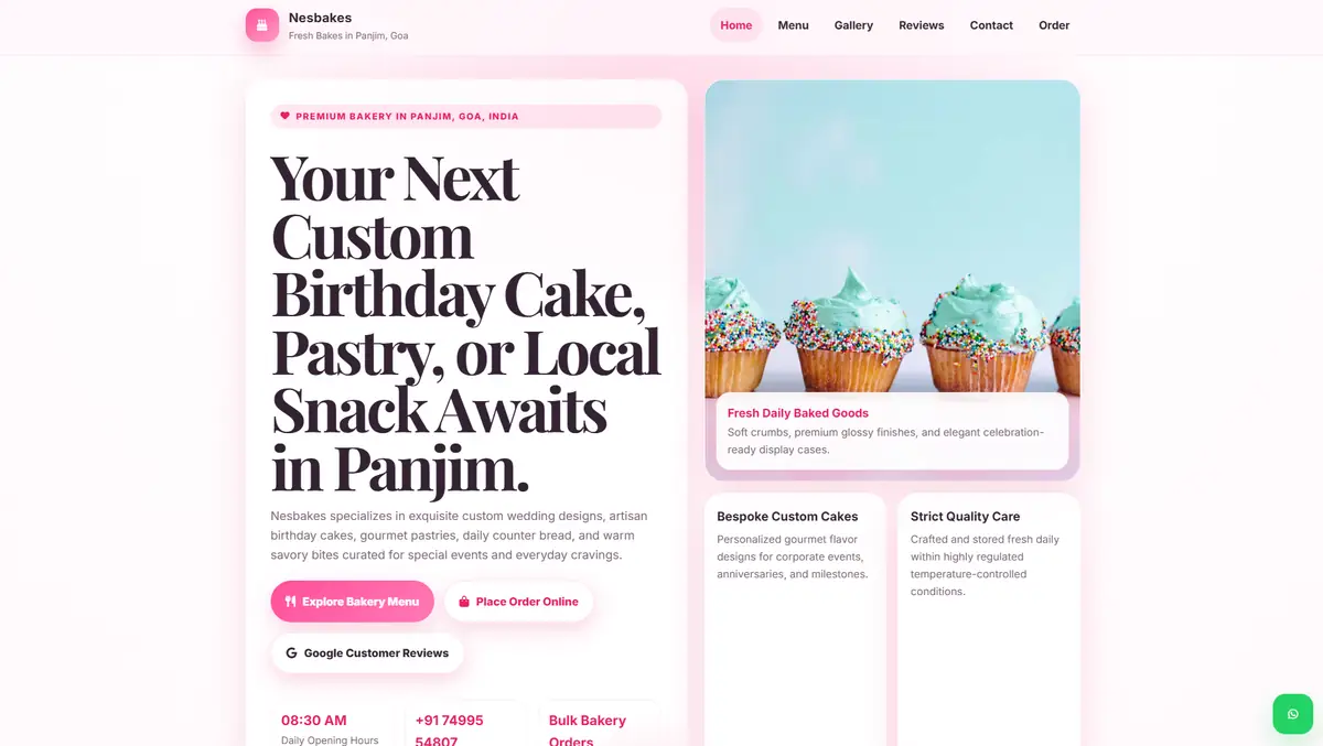 Nesbakes website preview