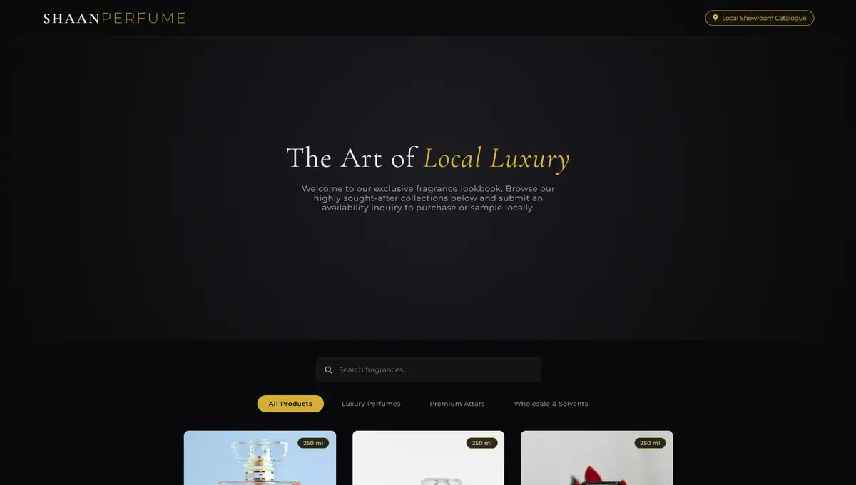 Shaan Perfume website preview
